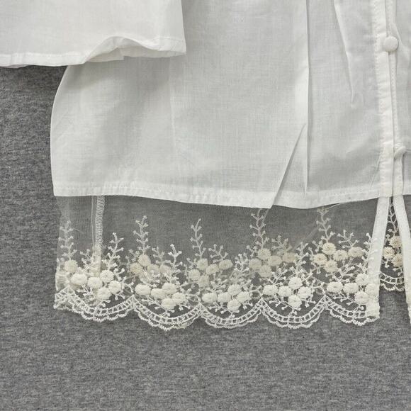 Mistic Prysm Blouse Womens Small White Cold Shoulder Lace Pleated Button Up NEW - Picture 6 of 11